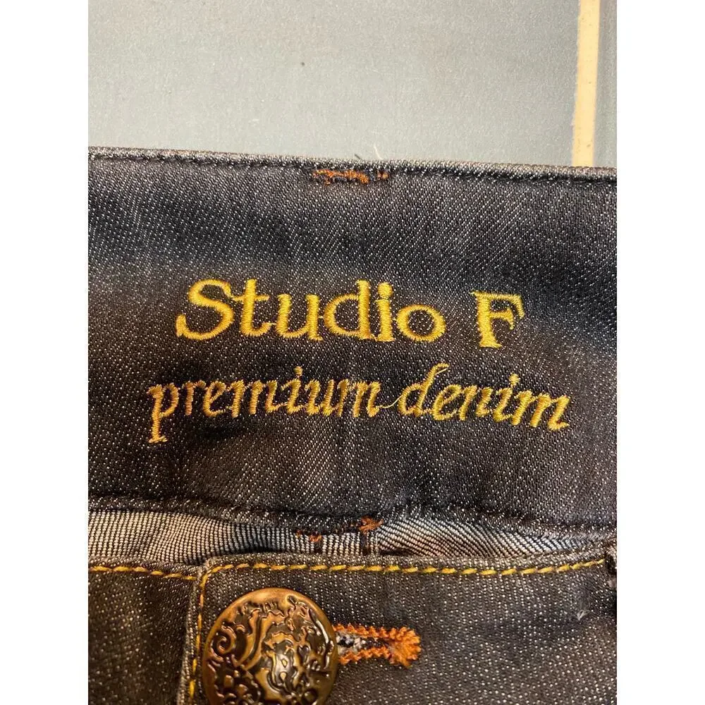 Studio F Jeans Premium Denim Womens Sz 12 Tall Studded Design Made‎ in Columbia